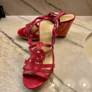 Raspberry Wedge Sandals